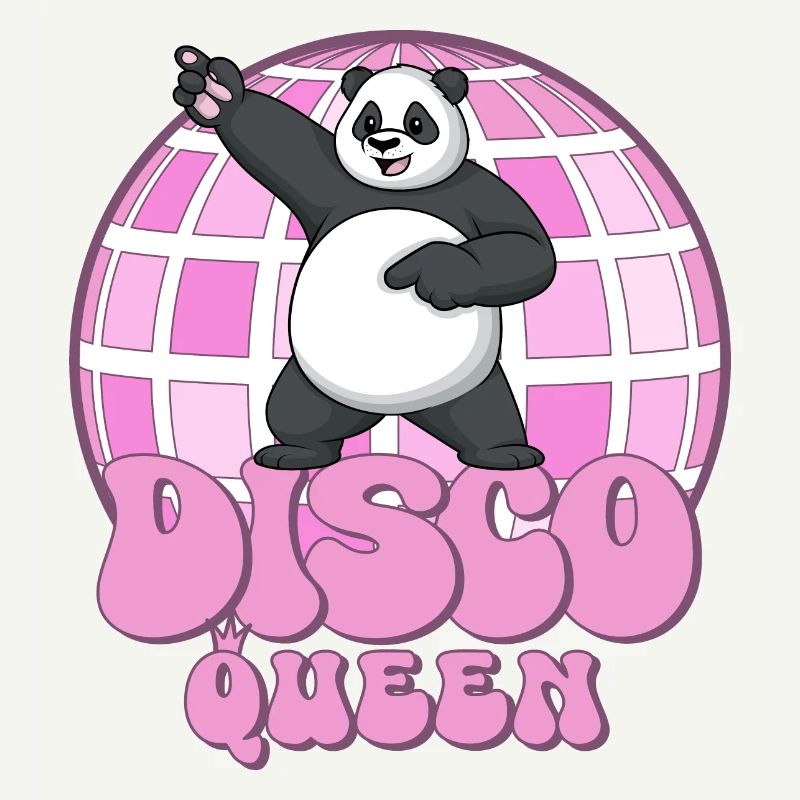 Disco Queen Panda 70er Jahre Discokugel Discoqueen