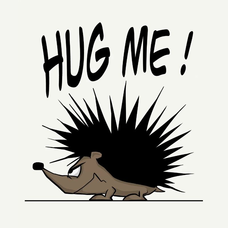 Lustiger Igel sagt HUG ME ! Comic Stil