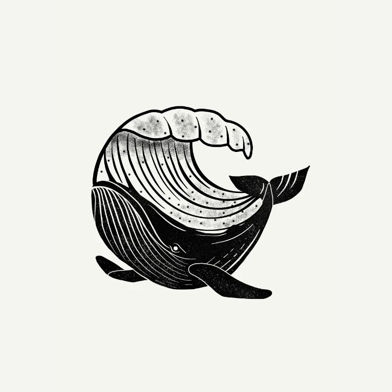 Whale with wave - protects the seas