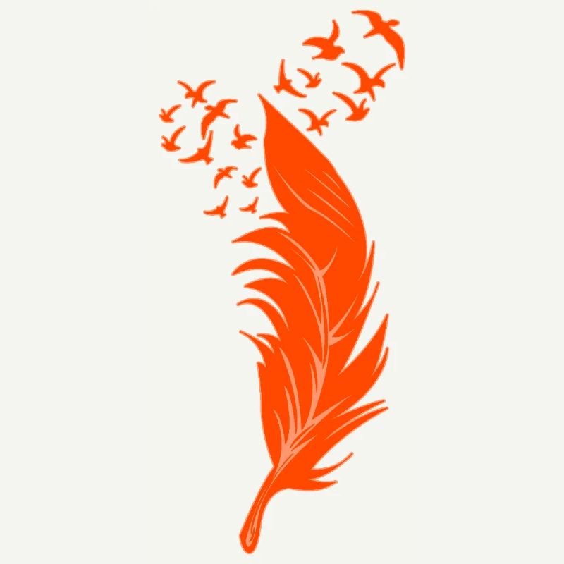Plume et oiseaux oranges