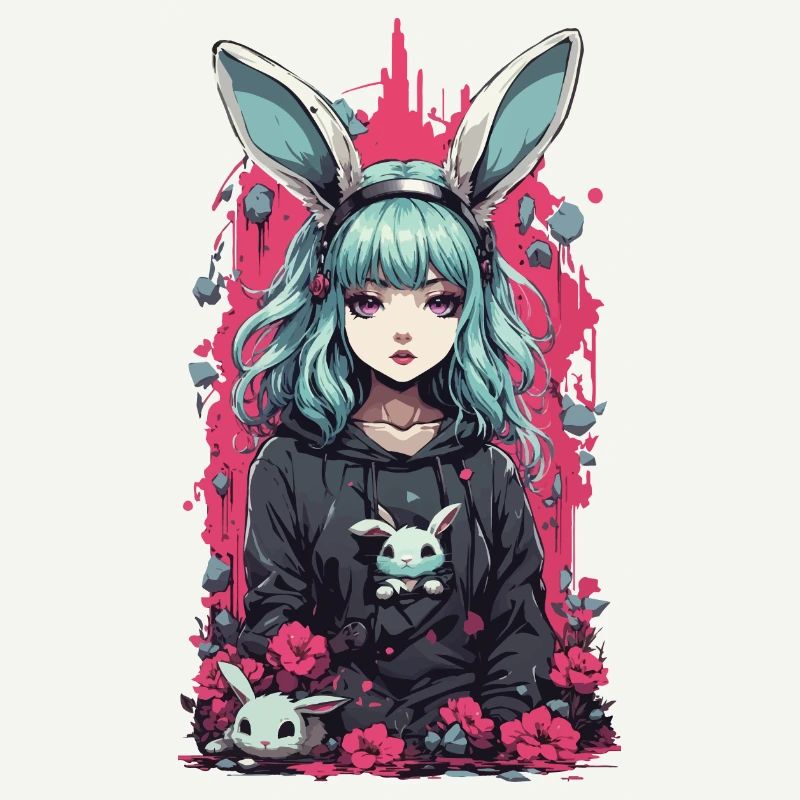 Kawaii Goth Anime lapin Dark Magic esthétique