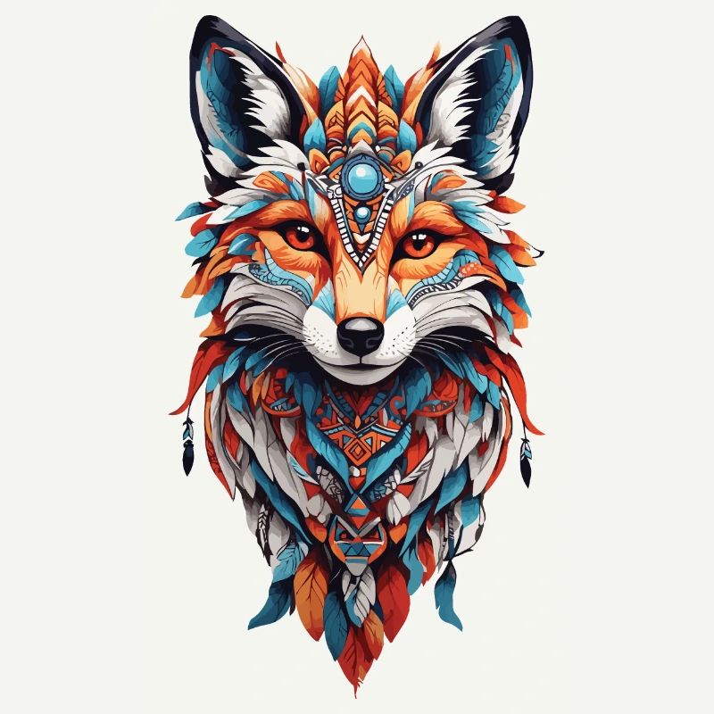 Spirituel indien Fox Feather Design Boho Style