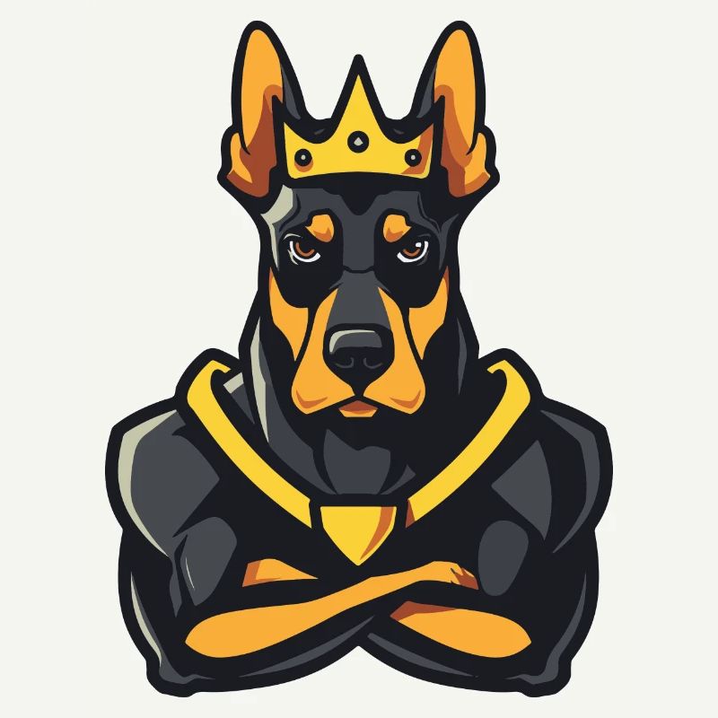 Dobermann Hund Comic Krone