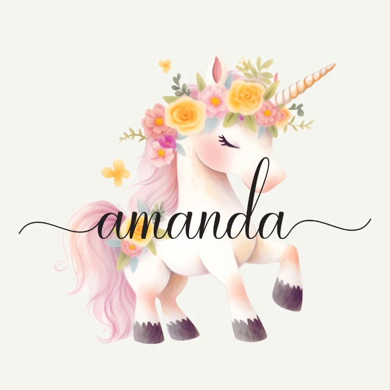 Amanda! Einhorn-Blumen Design, personalisierbar