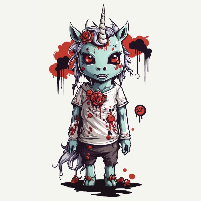 Zombie Einhorn Halloween Horror Design