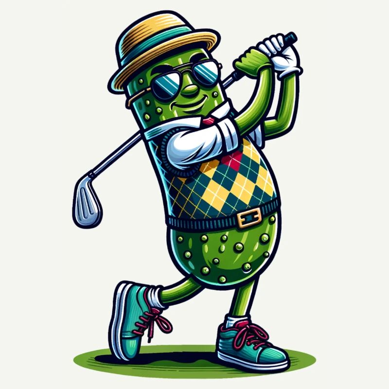 Swing de concombre de golf amusant avec style et humour
