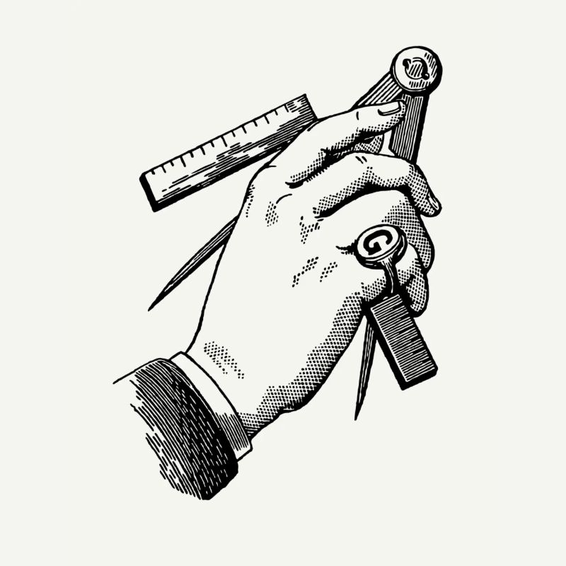 Hand mit Zirkel