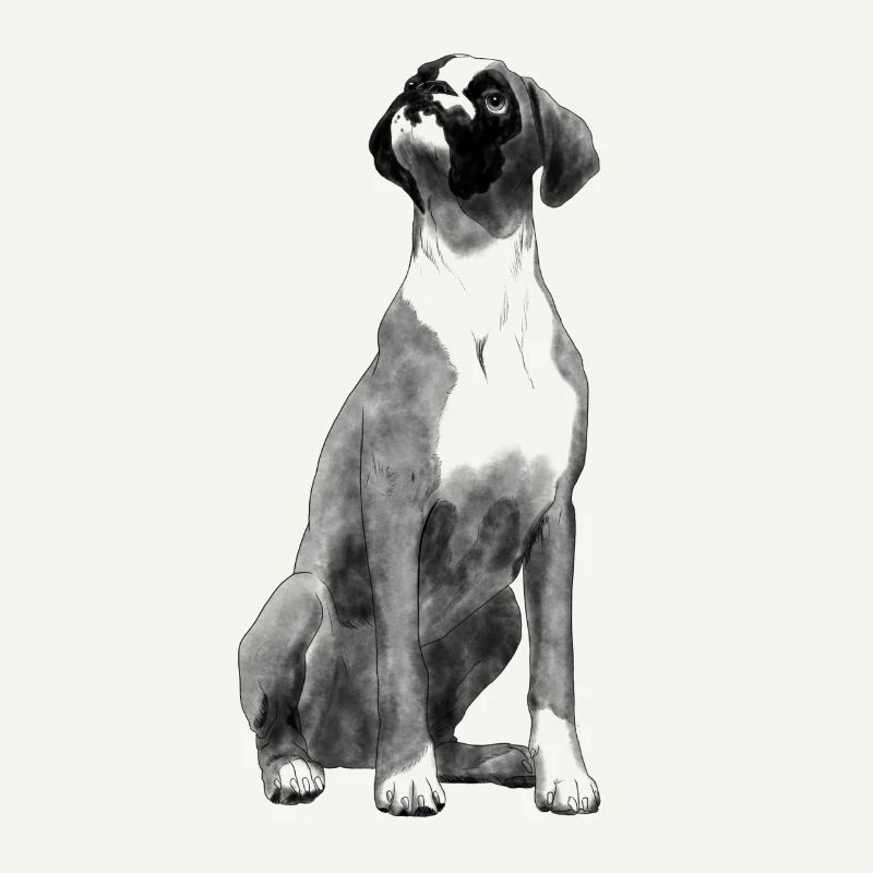 Boxer assis chien