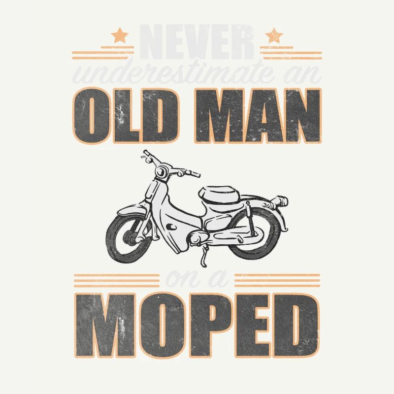 Old Man Underestimate On A Moped Mofa Opa Zweirad