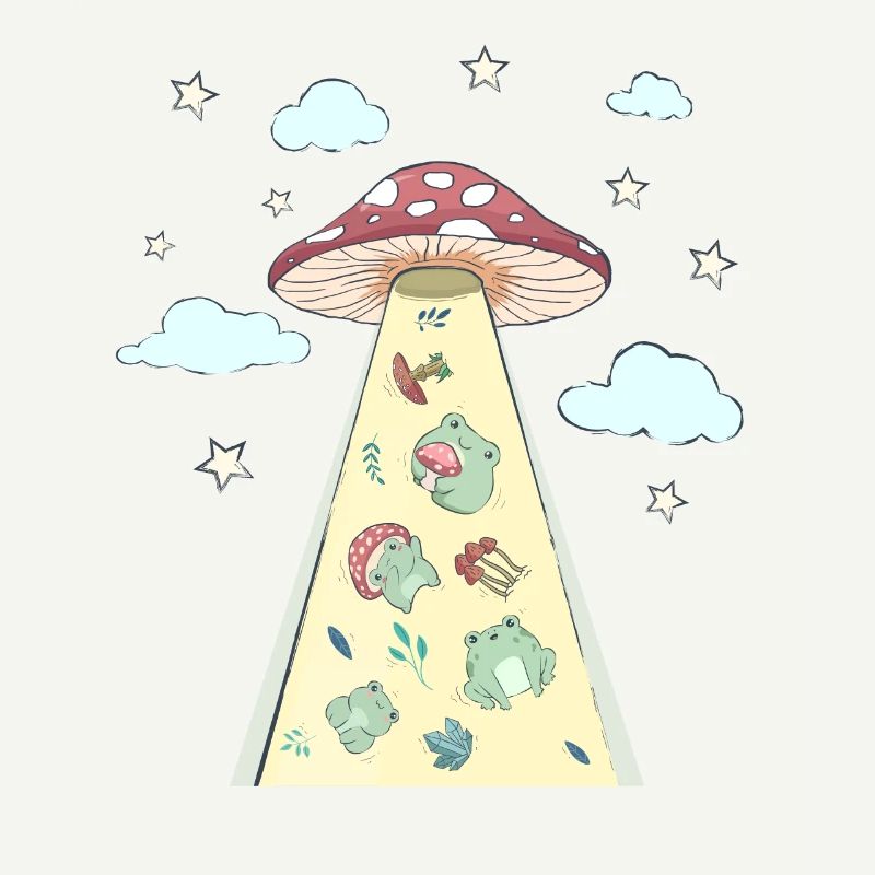 Cottagecore Aesthetic Alien UFO Kidnapping Frog