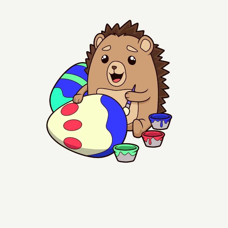 Easter - Sweet hedgehog paints Easter eggs