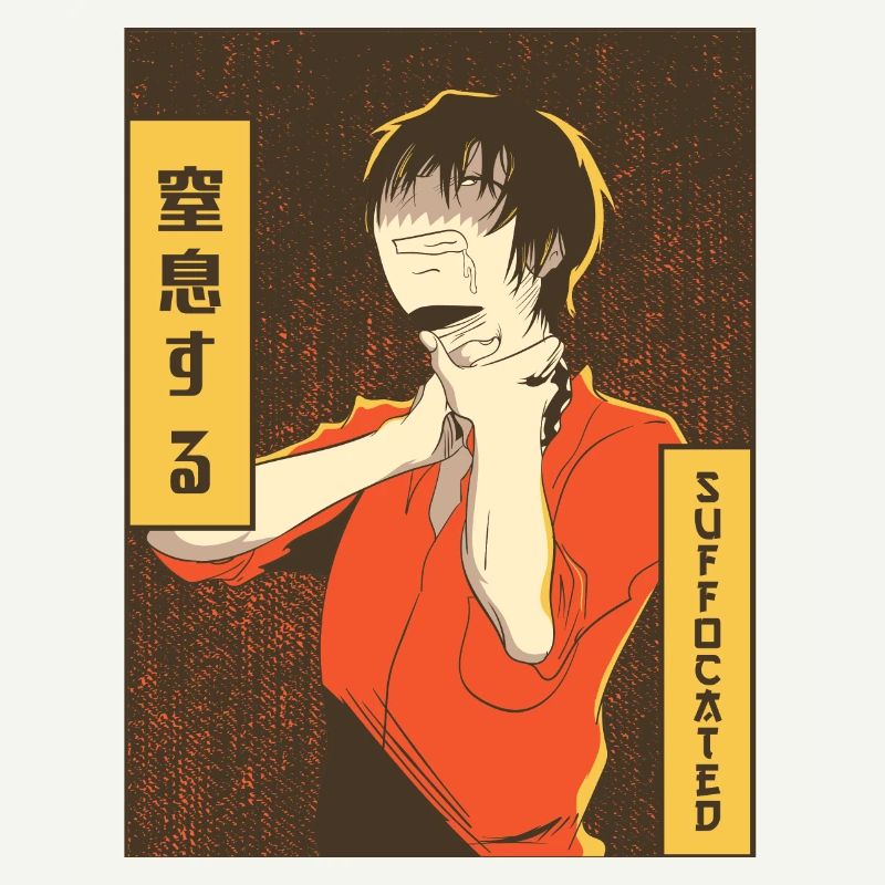 Emo Anime Junge Vaporwave Ästhetisch Ersticktes Ge