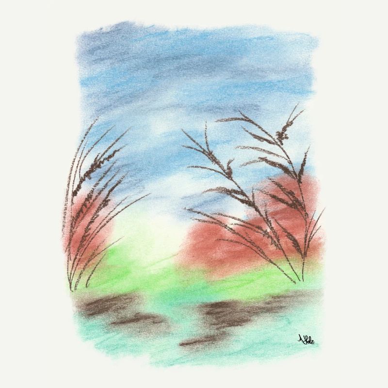 Tons bleu/vert plage/dune (craie pastel)