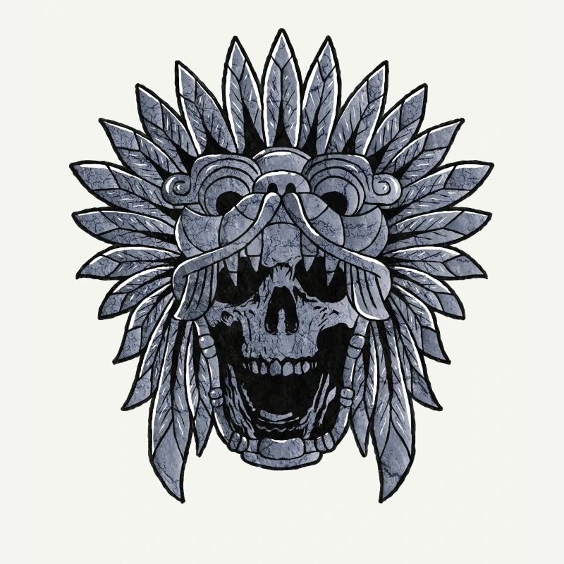 Quetzalcoatl Skull Goth Aztec Feathered Snake