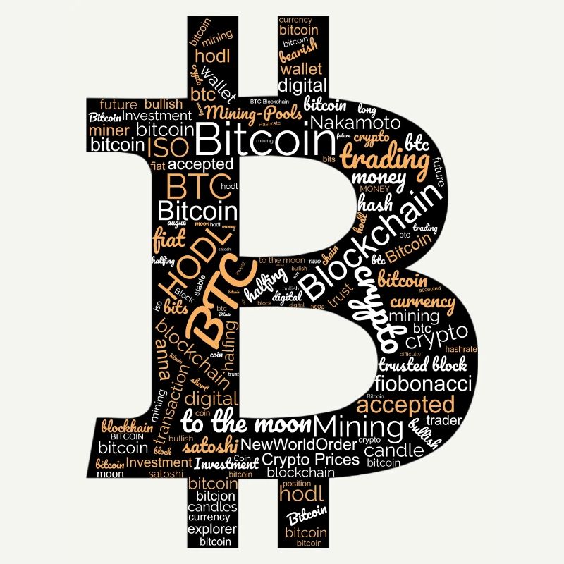 Bitcoin BTC Crypto Word Cloud Art