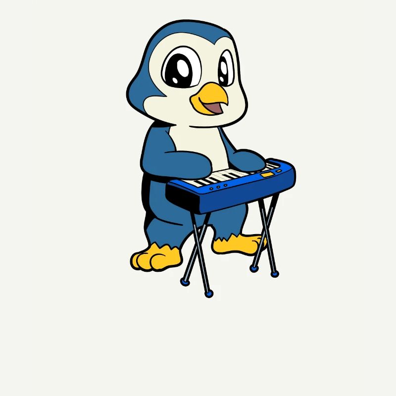 Comic Penguin plays keyboard