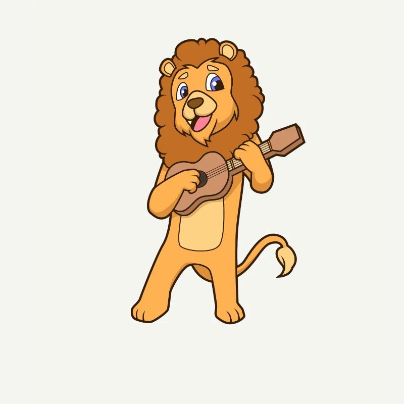 Comic Lion Plays Ukulele