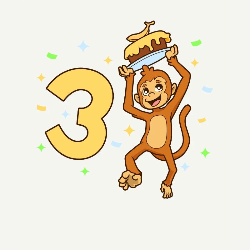 Mit Affe - Kinder Geburtstag 3 Jahre