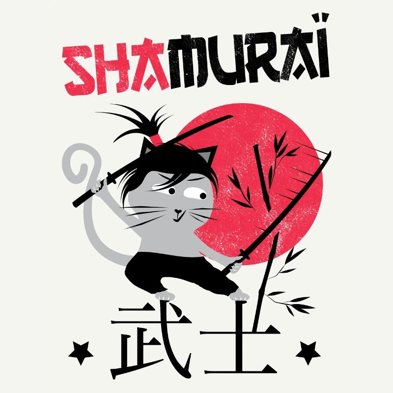 Funny Cat, Shamuraï Drôle de Chat Guerrier Samuraï