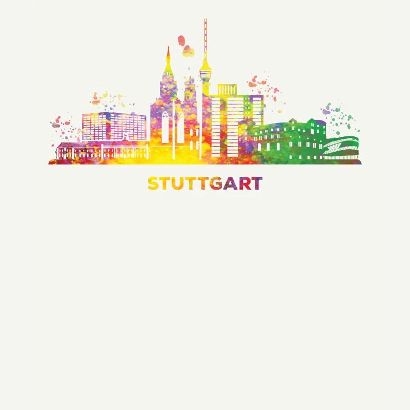 Paysage urbain Stuttgart Skyline coloré Stuttgarter