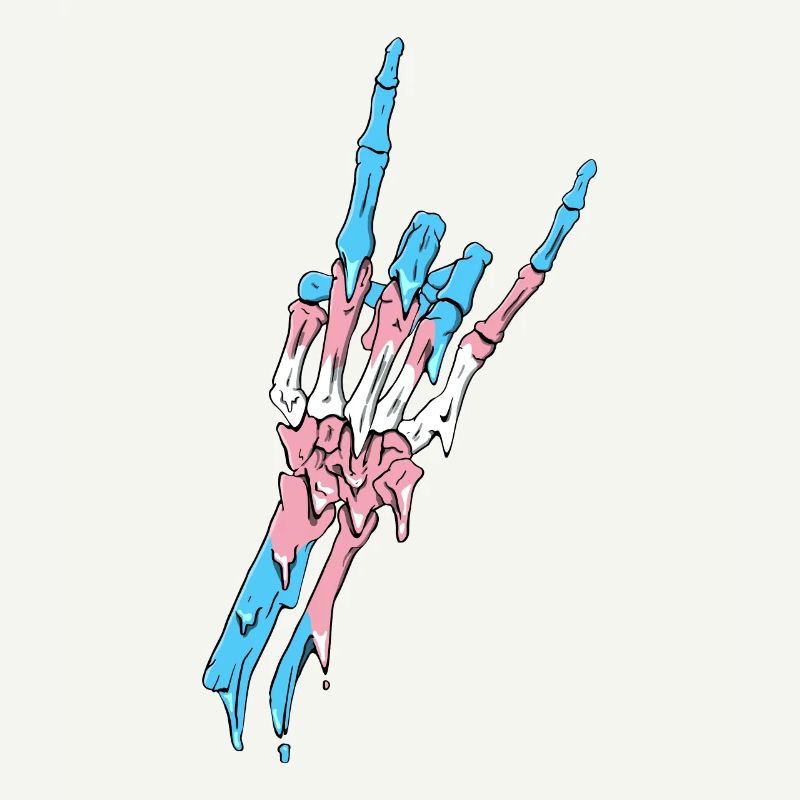 Transgender Pride Trans Flag Devil Horn Skeleton