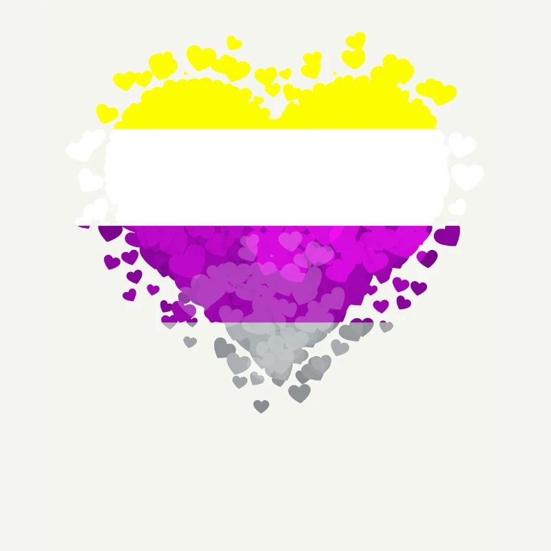 Non Binary Pride Flag Hearts Sublte LGBTQ