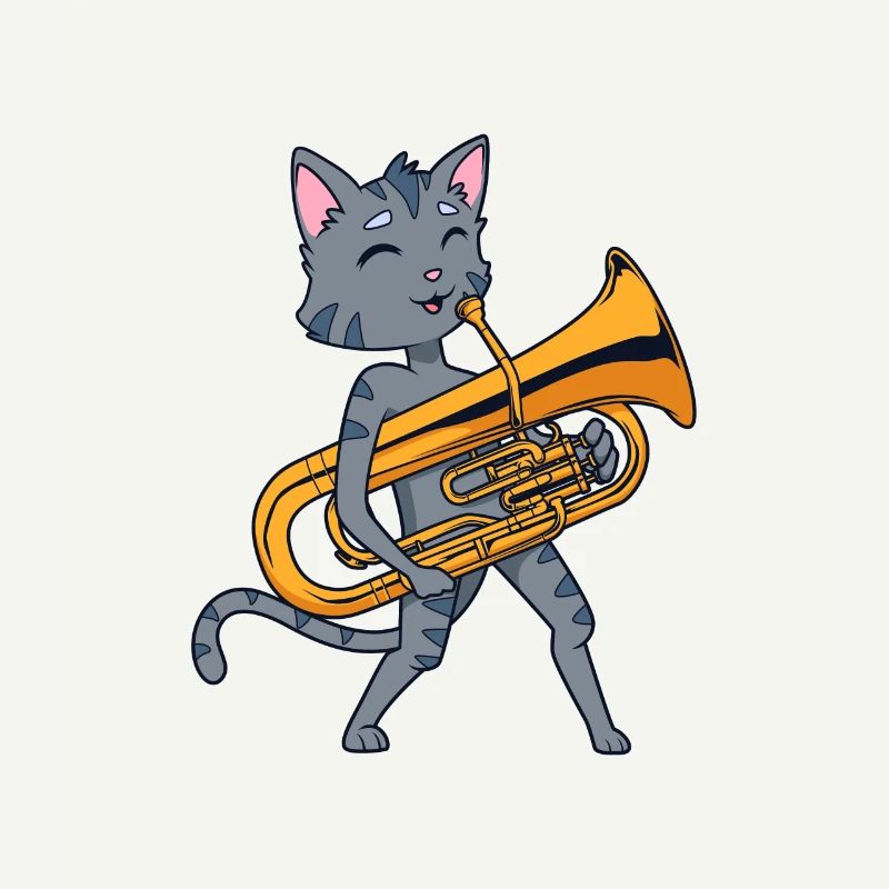 Cartoon cat playing euphonium