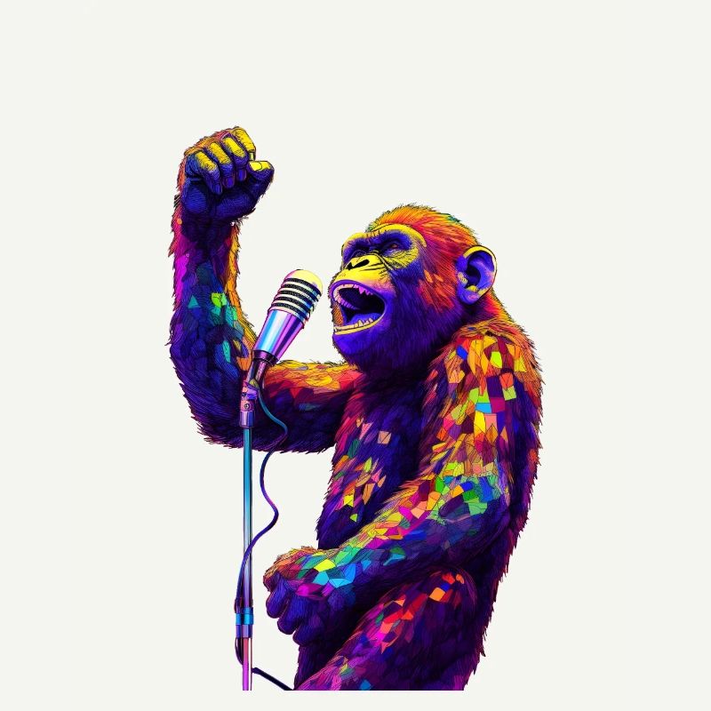 Singing monkey with microphone