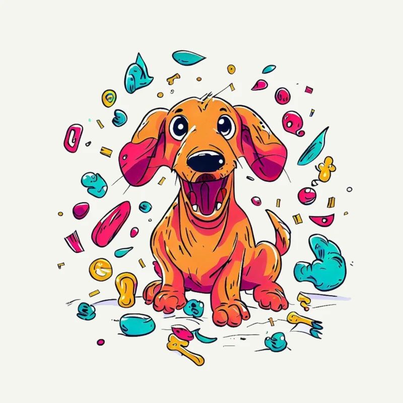 Méfait espiègle du chiot teckel
