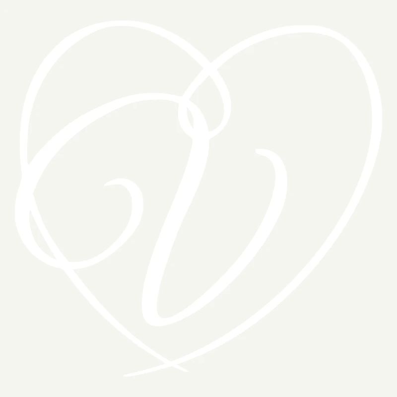 Lettre V calligraphie coeur