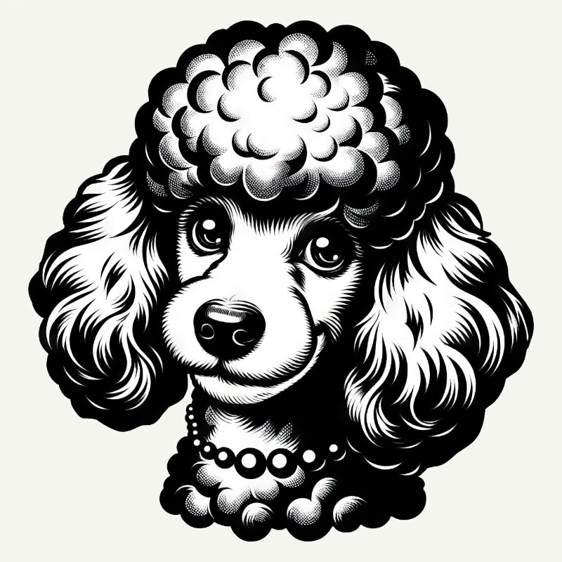 Dessin au crayon de caniche mignon