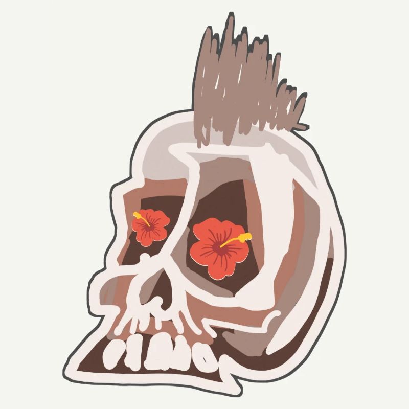 Crâne punk avec des fleurs