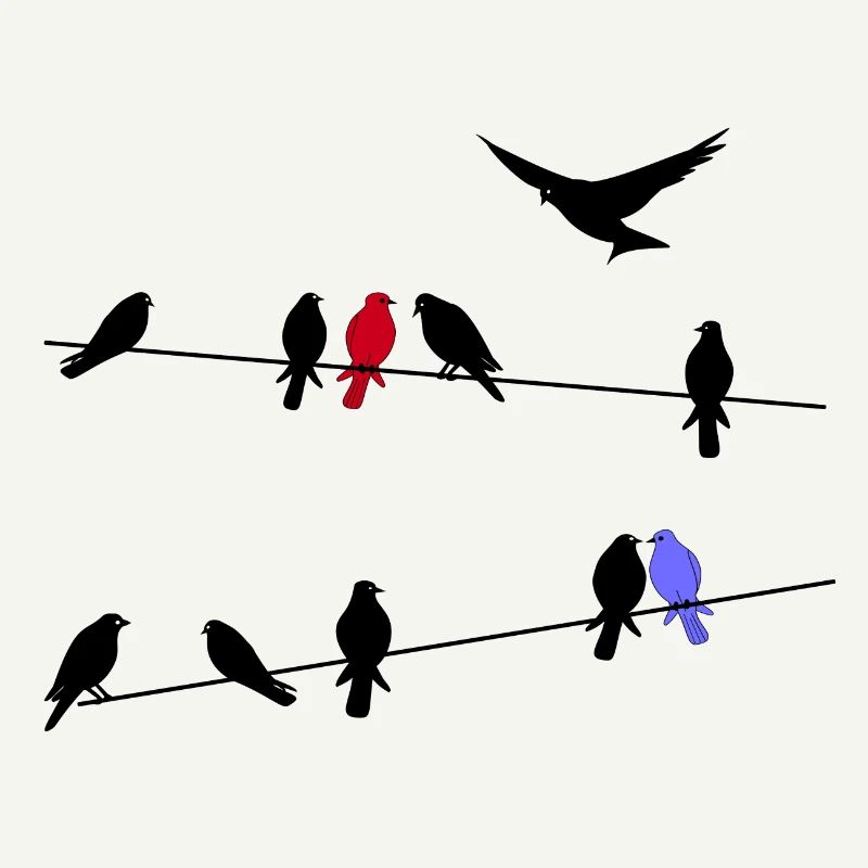 Vogel schwarze Zugvögel auf einer Stromleitung