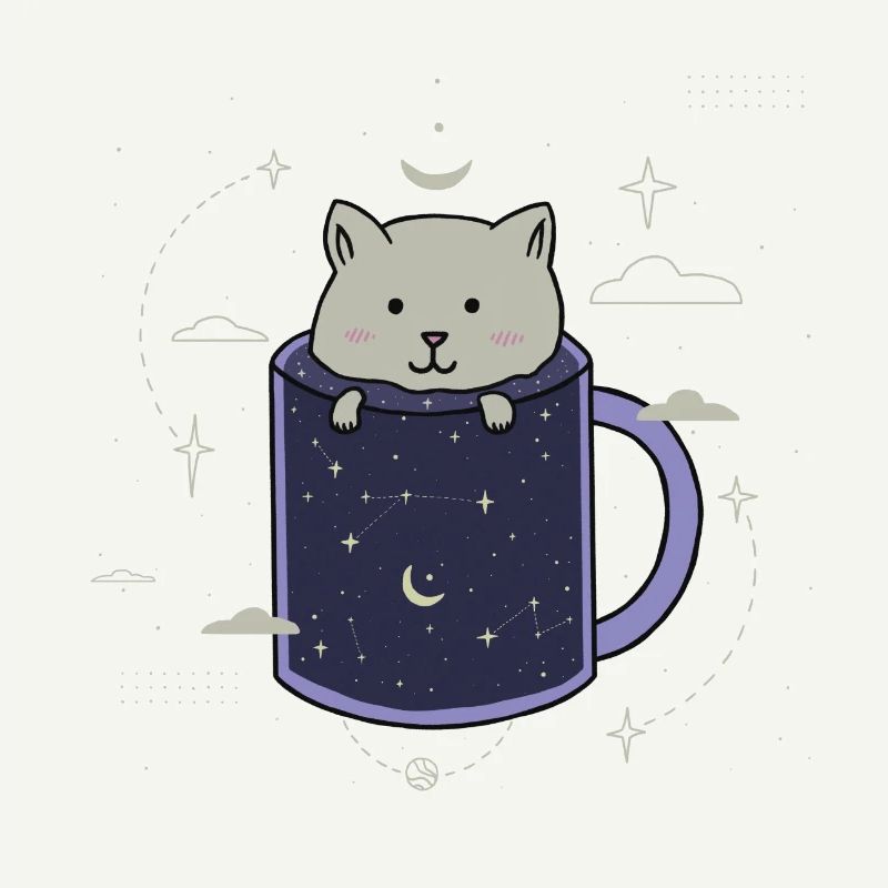 Chat dans une tasse Galaxy