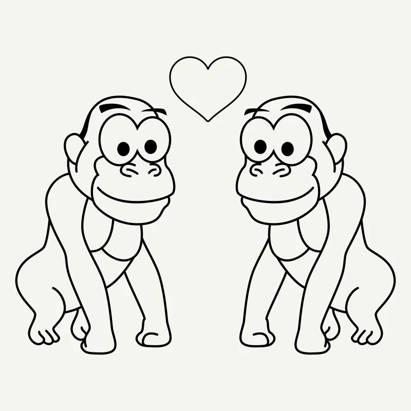 Gorilla Comic Couple Amour