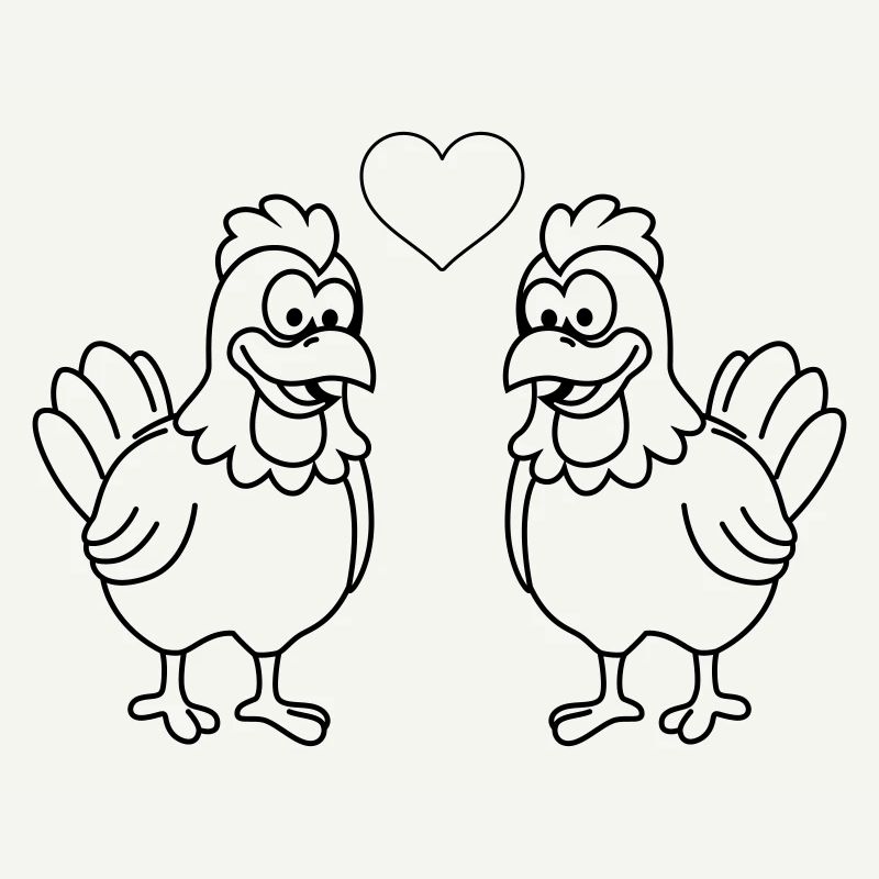 Chicken Comic Couple Love