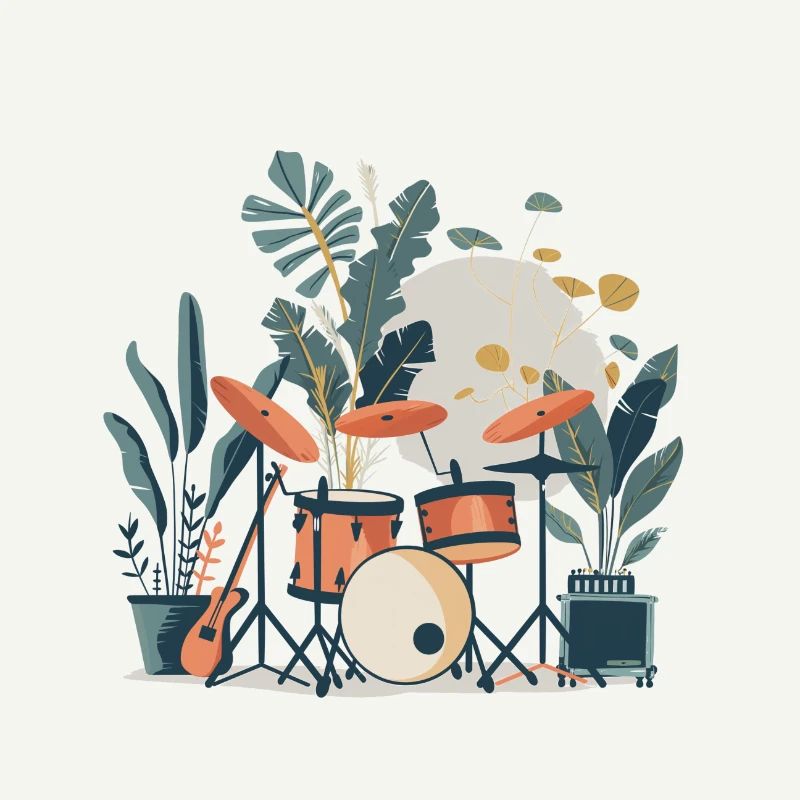 Plantes et musique - Impression de mode de haute qualité