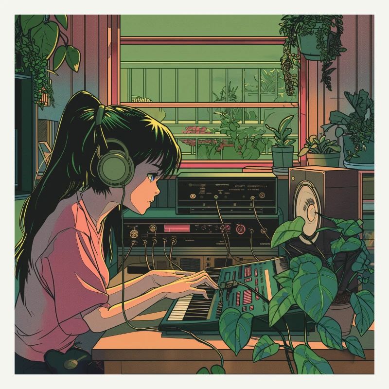 Plantes et musique - Impression de mode de haute qualité