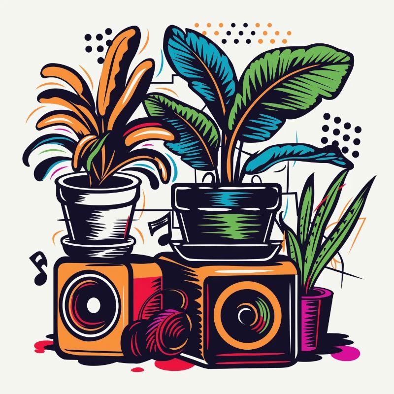 Plantes et musique - Impression de mode de haute qualité