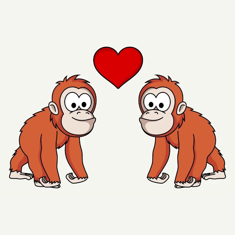 Orangutan monkey couple love