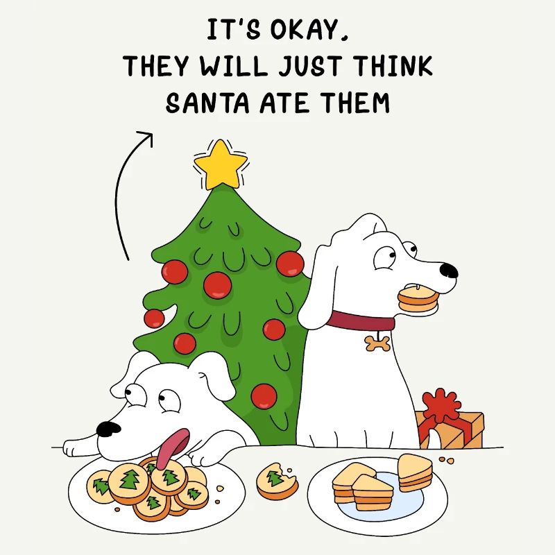 Chiens et biscuits de Noël
