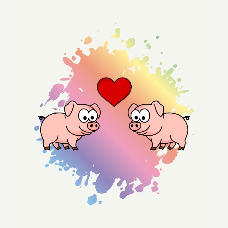 Schwein Comic Paar Liebe