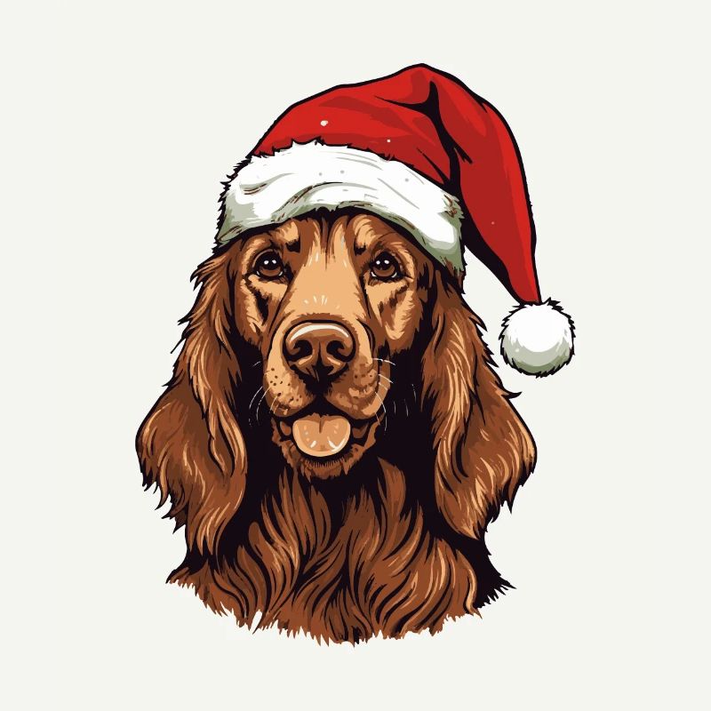 Irish Setter Dog Head Christmas Portrait
