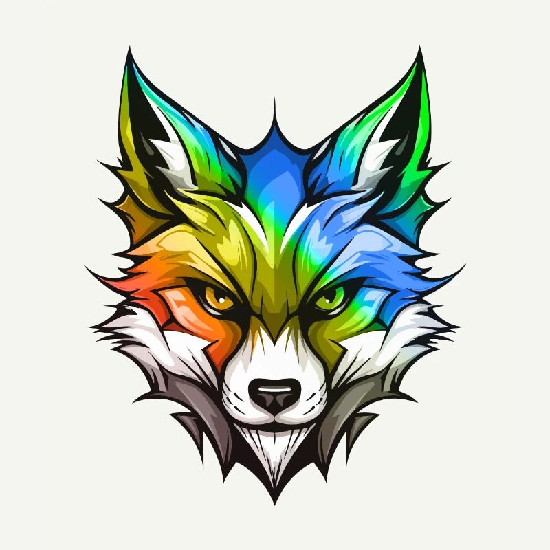 Tête de renard colorée