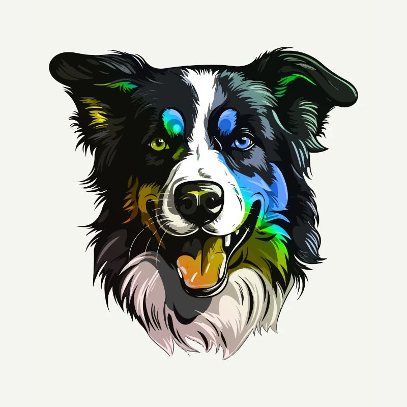 Border Collie Hund Kopf Bunt