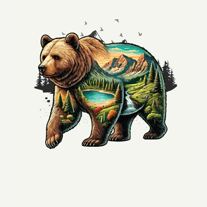 Wilderness Inside the Bear Retro Vintage