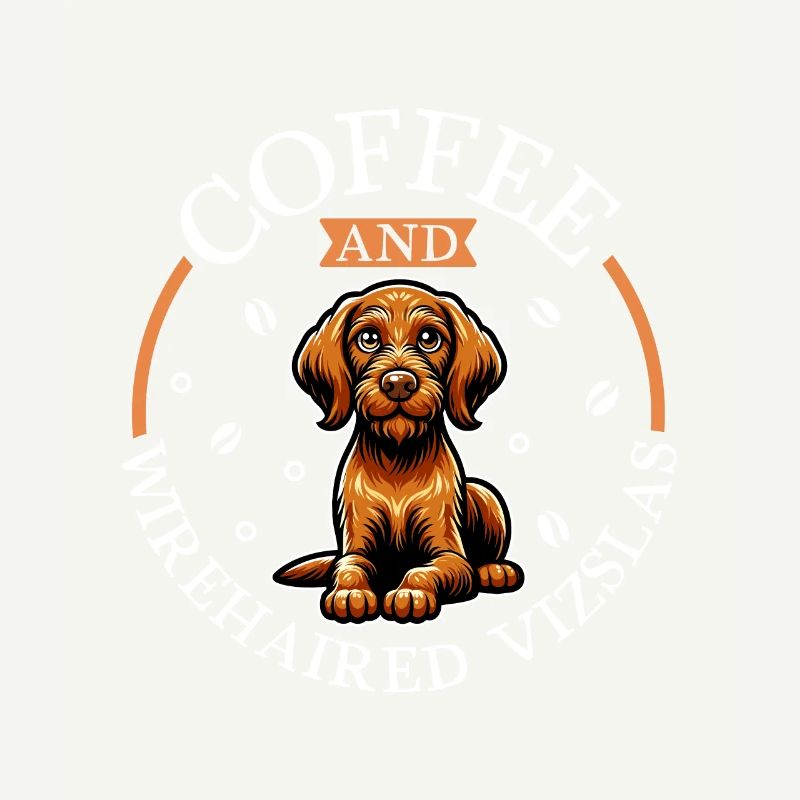 Coffee and Wirehaired Hungarian Pointer Dog