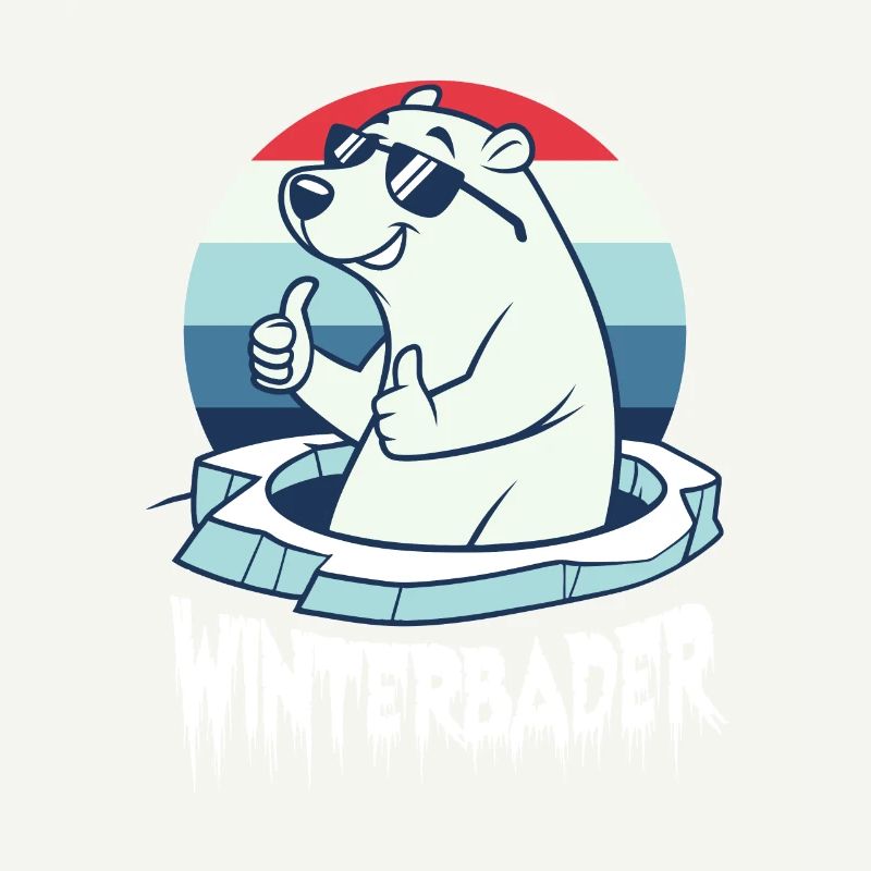 Eisbaden Eisbad Winterbader Cartoon