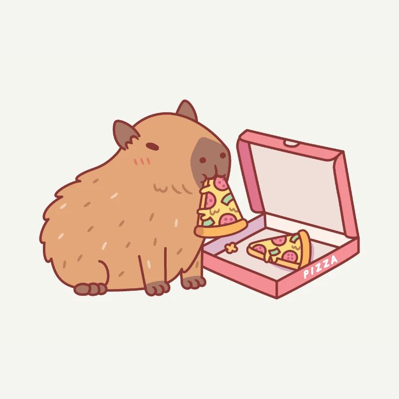 Süßes Capybara isst Pizza