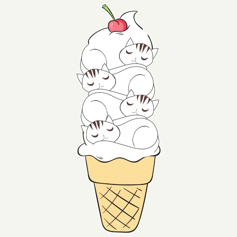 Mignon chat crème glacée chat dessert